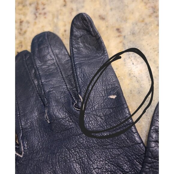 Vintage Size S 6 Black Leather Formal 10" Gloves Stitching Detail Geometric - Picture 13 of 16